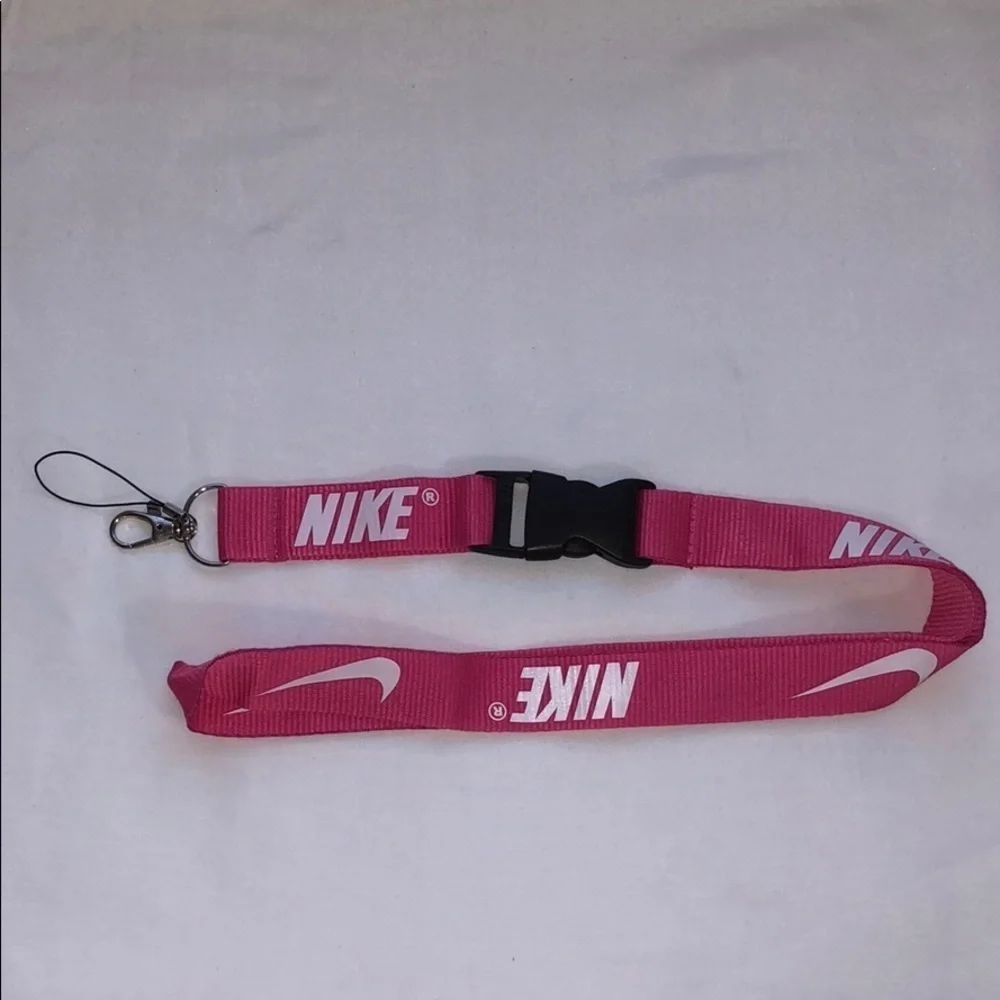 New Nike Pink and White Lanyard ID Badge Keychain